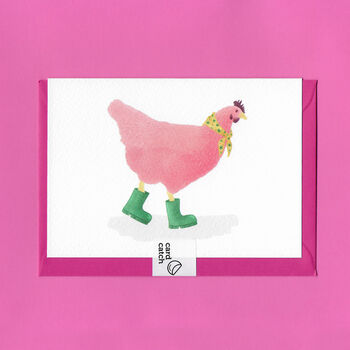 Bubblegum Chicken Illustrated Blank Greeting Card, 5 of 11