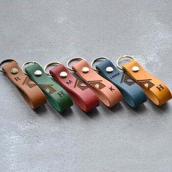 Couples New Home Gift Personalised Leather Keyring Set, 5 of 10