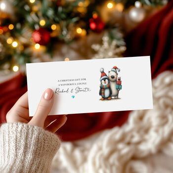 Polar Bear And Penguin Couple Christmas Money Wallet, 2 of 2