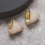 Gold Colour Triangle Crystal Huggie Earrings, thumbnail 1 of 3