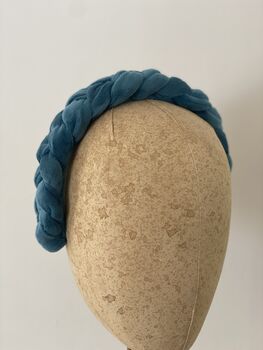 Teal Velvet Padded Braided Headband 'Clara', 7 of 10