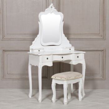 French Antique Dressing Table In White , Gold Or Cream, 4 of 10