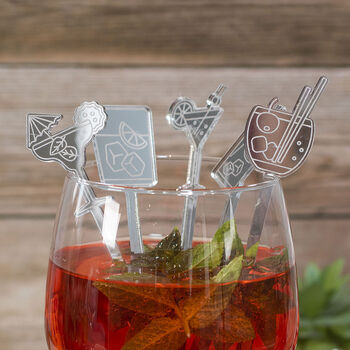 Set Of Five Cocktail Glass Themed Drink Stirrers, 3 of 4