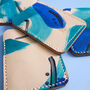 Blue Leather Pocket Wallet, Hand Painted, thumbnail 5 of 11