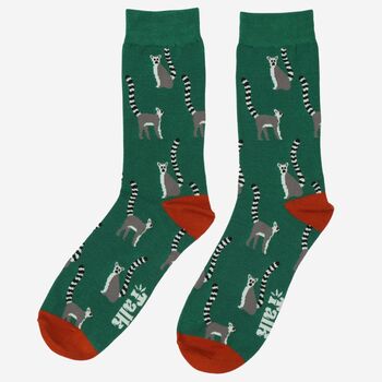 Men's Bamboo Socks Green Lemurs, 2 of 5