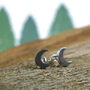 Sterling Silver Crescent Moon Stud Earrings, thumbnail 1 of 3