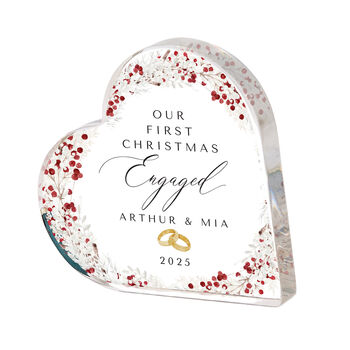 Personalised First Christmas Engaged Heart Plaque Gift, 4 of 5
