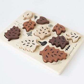 Wooden Tray Puzzle Count To 10 Leaves, 4 of 5