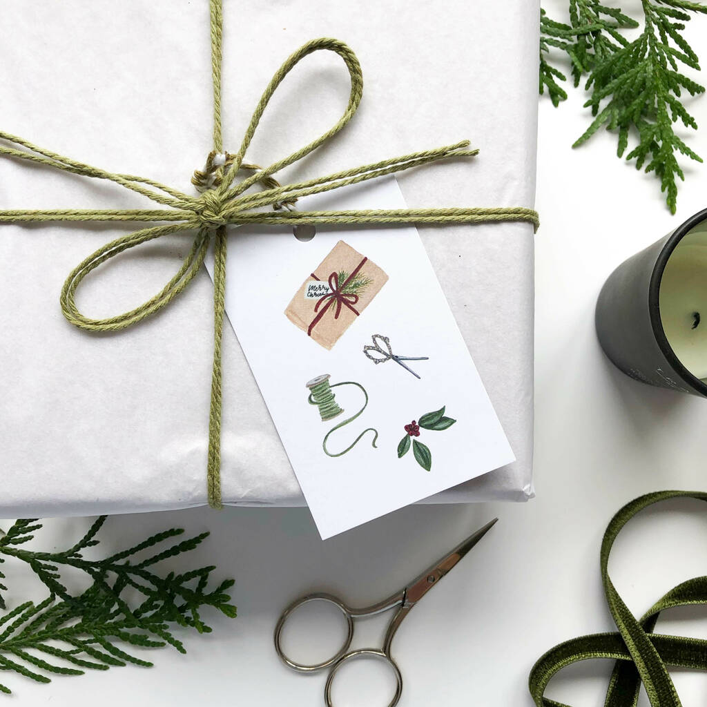 ‘All Wrapped Up’ Christmas Gift Tag Set, 1 of 3