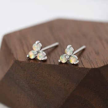 Opal Trio Stud Earrings In Sterling Silver, 4 of 10