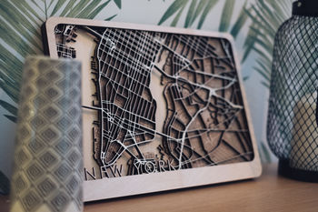 New York Multi Layer Wood Map. Customisable, 2 of 9