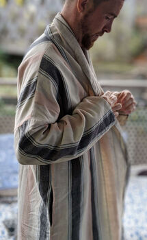 Organic Cotton Reversible Dressing Gown Robe Peach Cobbler, 7 of 12