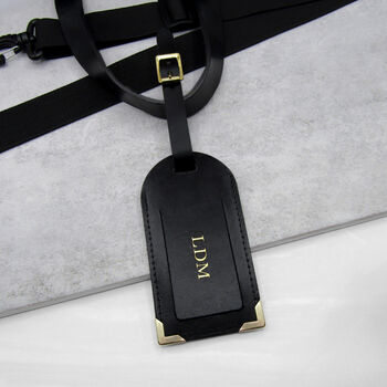 Handmade Personalised Metallic Edge Leather Luggage Tag, 3 of 7