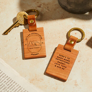 'Let's Go Adventuring' Personalised Wooden Keyring, 3 of 5