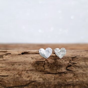 Sterling Silver Heart Studs, 3 of 5