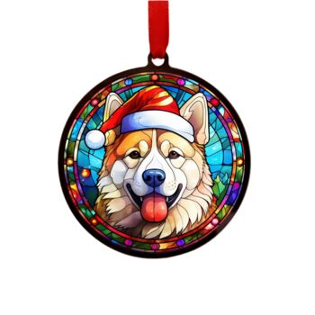 Akita In Santa Hat Suncatcher Decoration, 6 of 6