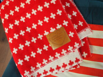 Crosses Throw With Personalised Leather Patch, 5 of 7