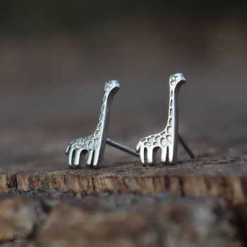 Giraffe Earrings Studs Nature Inspired Silver Jewellery, 3 of 3