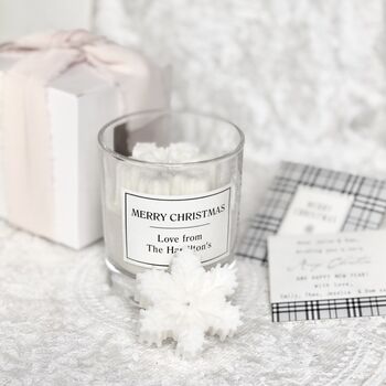 Personalised Christmas Candle Gift Boxed / Snowflake Design, 2 of 8