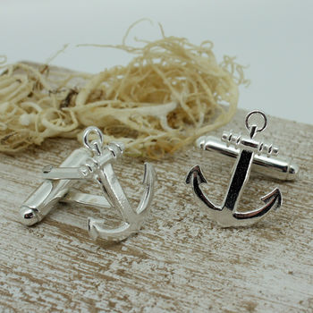 Silver Anchor Shaped Cufflinks, 2 of 8