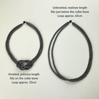 Fair Trade Handmade Glass Bead Knot Tube Necklace 55cm, 4 of 12