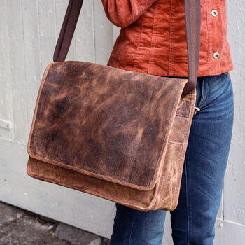 Deluxe Leather Messenger Bag, 9 of 12