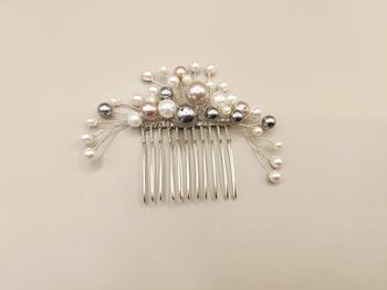 Pearl Hair Comb With White, Grey And Lilac Pearls, 7 of 9