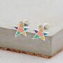 Sterling Silver Colourful Star Empowering Earrings, thumbnail 2 of 3