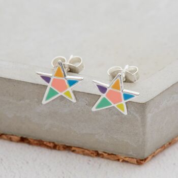Sterling Silver Colourful Star Empowering Earrings, 2 of 3