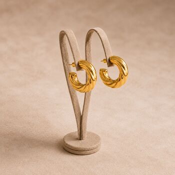 Bold Twisted Gold Hoop Earrings, 3 of 5