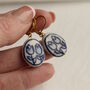 Oval Blue Tulip Earrings, thumbnail 2 of 6