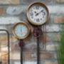 Industrial Pipe Wall Clock – Gold And Red Metal, thumbnail 3 of 6