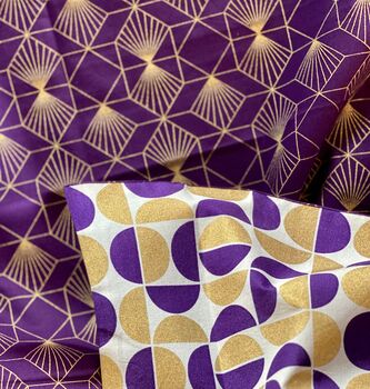 Reusable Fabric Gift Wrap Furoshiki Gold And Plum, 2 of 6