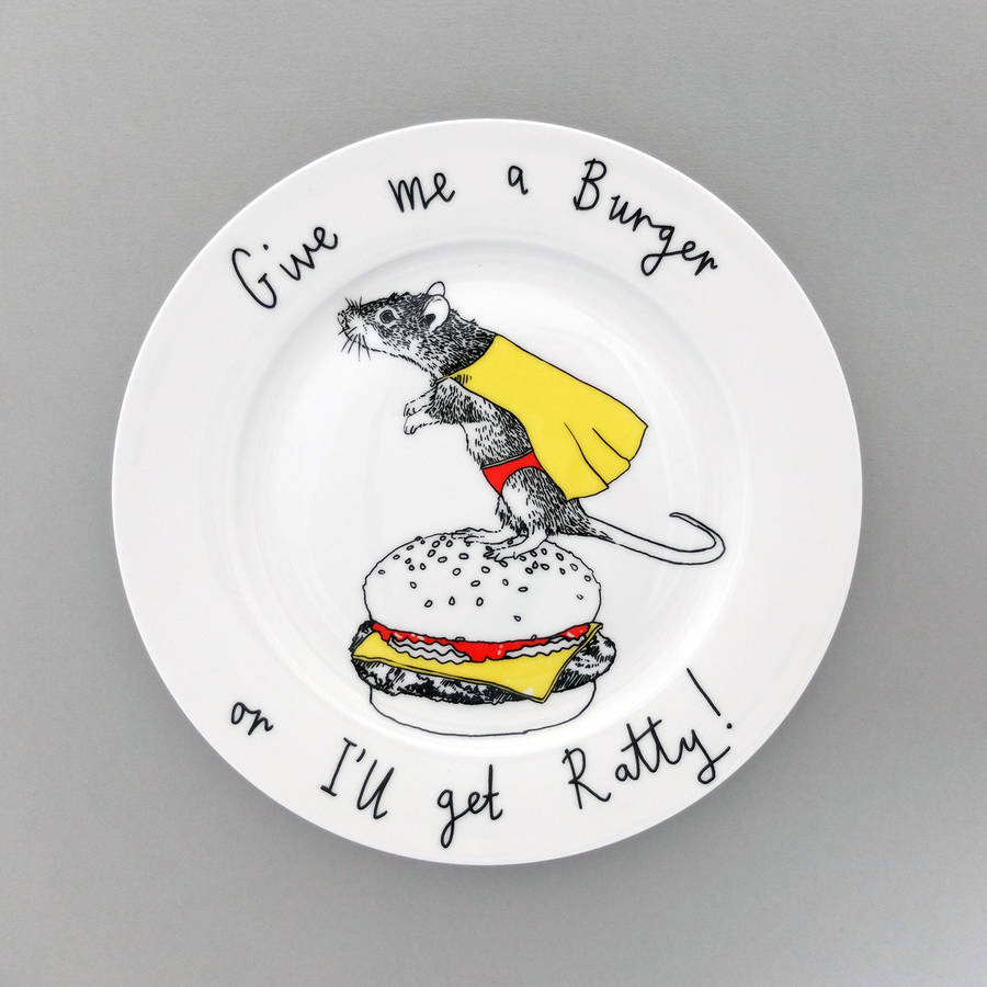 give me a burger side plate by jimbobart | notonthehighstreet.com