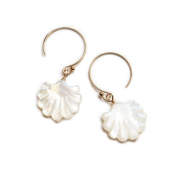 Seashell Earrings In Mother Of Pearl, 5 of 5