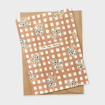 Pink Gingham Floral Love Card, 2 of 2