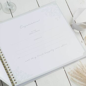 Personalised Large Floral Grey Wedding Day Scrapbook, 5 of 7