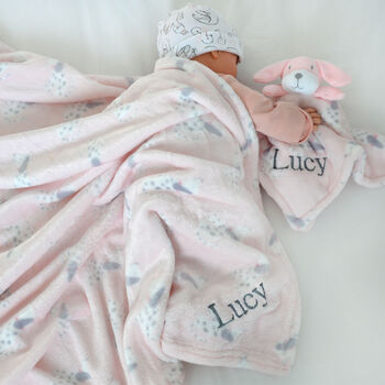 Personalised Pink Dalmatian Puppy Comforter And Blanket, 5 of 12