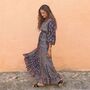 'Dahlia' Navy Floral Paisley Maxi Dress, thumbnail 1 of 4