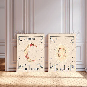 Set Of Two Sun And Moon Cream Art Prints, 2 of 5