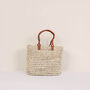 Pleated Leather Handle Basket Bag, Terracotta, thumbnail 3 of 5