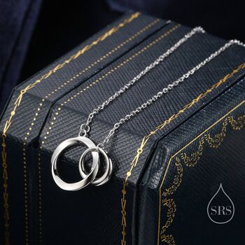 Sterling Silver Double Mobius Circle Necklace, 2 of 11