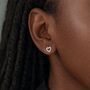 Sterling Silver Open Heart Cubic Zirconia Stud Earrings – 5mm, thumbnail 3 of 6