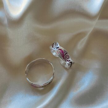 Adjustable Pure Silver Colourful Band Bohemian Toe Ring, 4 of 6