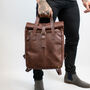 Vintage Style Brown Roll Top Backpack For Laptop, thumbnail 8 of 11