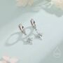 Sterling Silver Opal Starburst Huggie Hoop Earrings, thumbnail 1 of 10