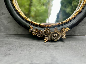 20cm Black And Gold Decorative Wall Mirror – Floral Motif, 7 of 10