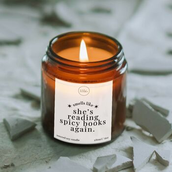 Reading Spicy Books Again Candle, Smutty Book Gifts, 4 of 11