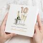 Personalised 10th Anniversary Champagne Card For Couple, thumbnail 1 of 7
