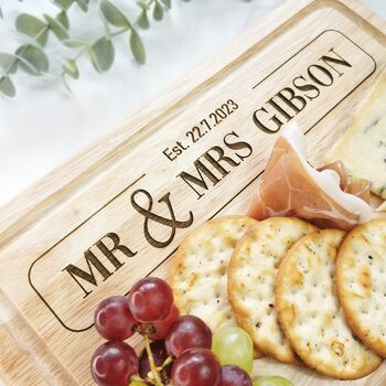 Personalised 'Mr And Mrs' Laser Engraved Chopping Board, 2 of 7